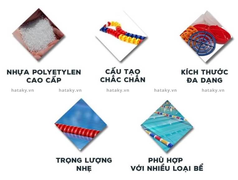 Phao phân làn bể bơi 3 Đặc điểm của phao phân làn bể bơi