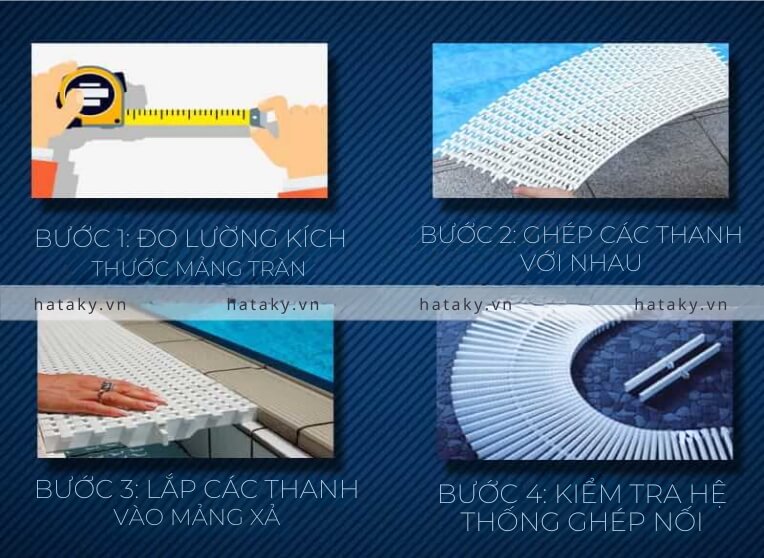 Góc thanh thoát tràn bể bơi 4 Lắp góc thanh thoát tràn bể bơi