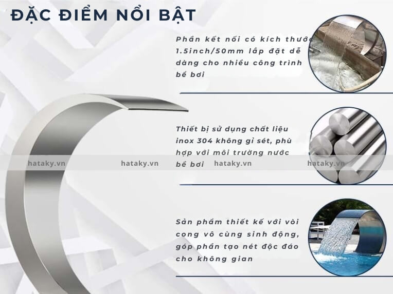 Thác nước xả tràn loại cong TB-50 3 Đặc điểm của thác nước xả tràn loại cong TB-50
