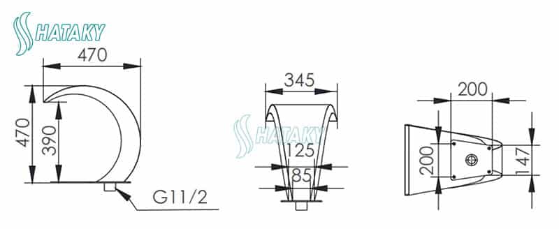 Thông số kỹ thuật của thác nước cong bể bơi TB-35