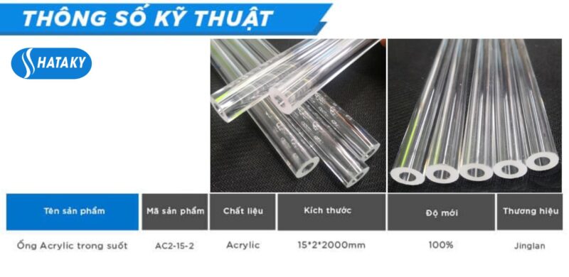 Ống nhựa Acrylic trong suốt AC2-15-2