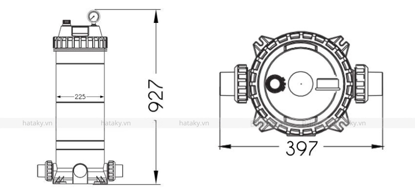 Bình lọc Cartridge Emaux CF100 D225mm 2 Thông số của bình lọc Cartridge Emaux CF100 D225mm