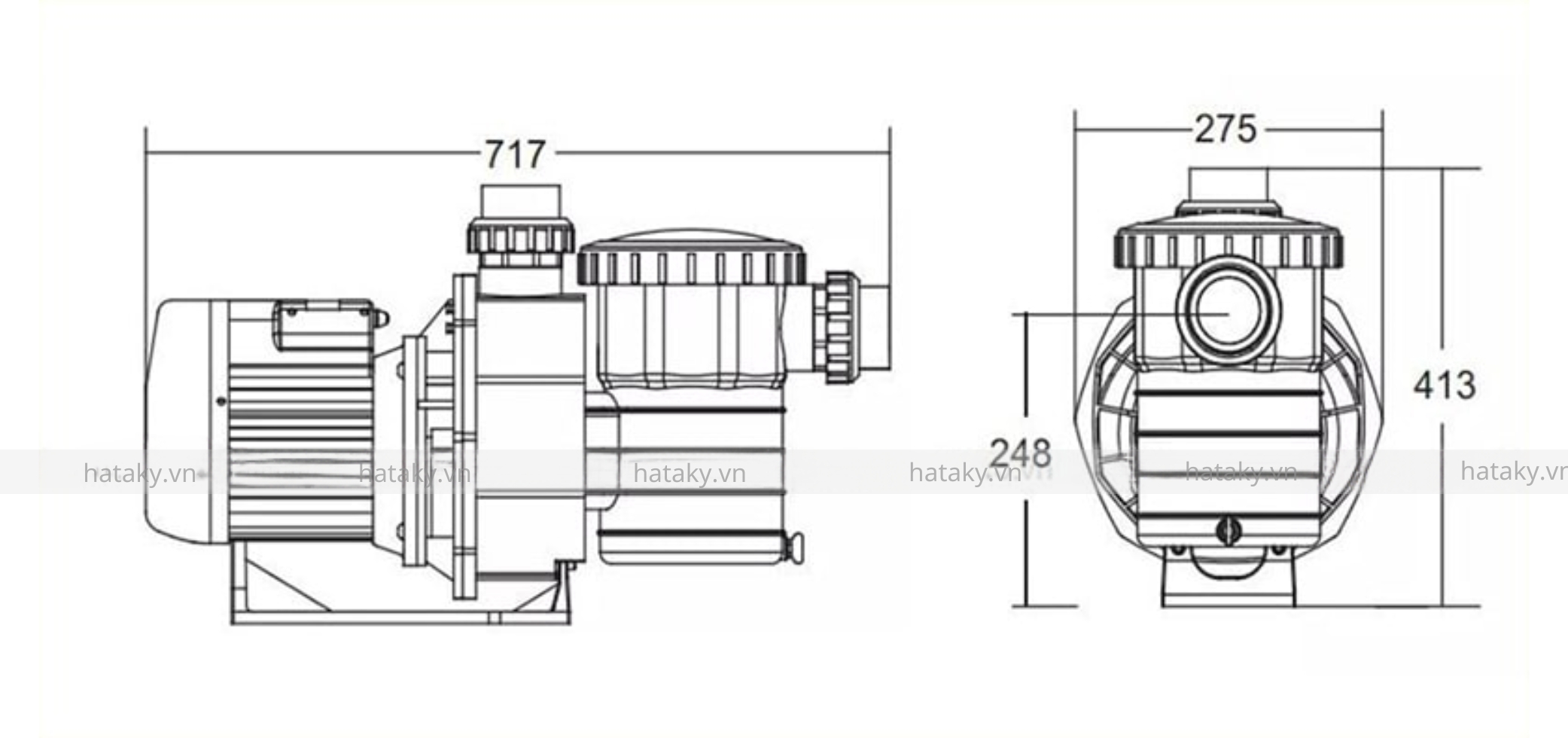 Thông số kỹ thuật của máy bơm Emaux 2HP 