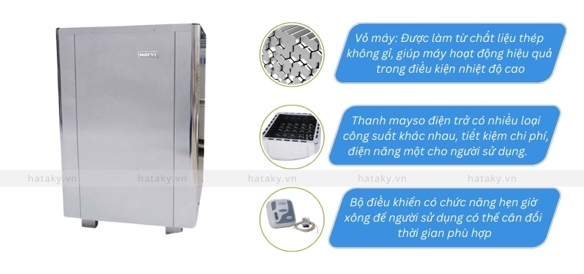 Máy xông hơi khô Narvi Ultra 3 Đặc điểm của máy xông hơi khô Narvi Ultra