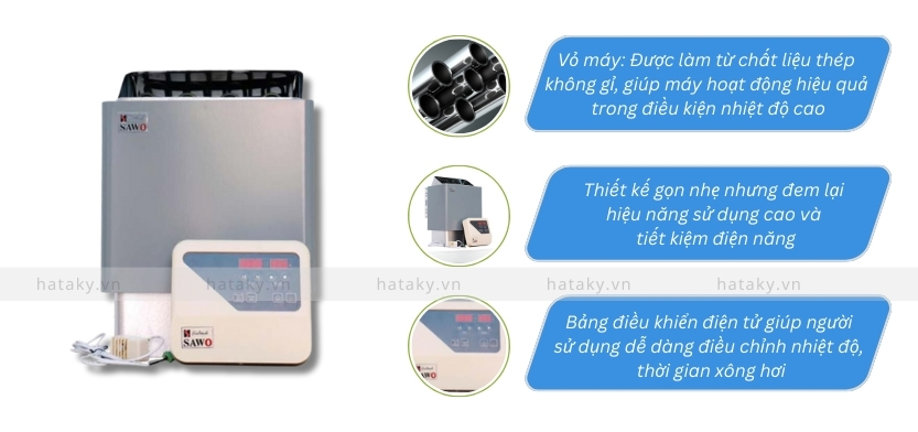 Máy xông hơi khô Sawo SCA60 3 Đặc điểm của máy xông hơi khô Sawo SCA60