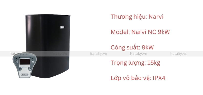 Máy xông hơi khô Narvi NC 9KW 2 Thông số kỹ thuật của máy xông hơi khô Narvi NC 9KW
