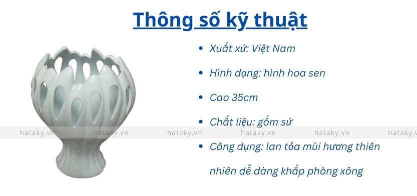 Hộp hương liệu bằng sứ 2 Thông số kỹ thuật của hộp hương liệu bằng sứ