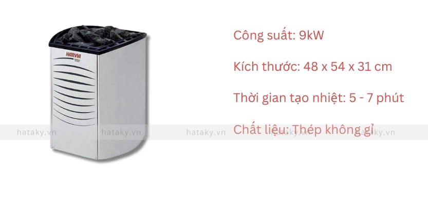 Máy xông hơi khô Harvia BC90 2 Thông số kỹ thuật của máy xông hơi khô Harvia BC90