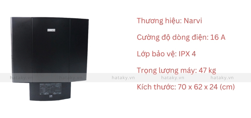 Máy xông hơi khô Narvi Slim 2 Thông số kỹ thuật của máy xông hơi khô Narvi Slim