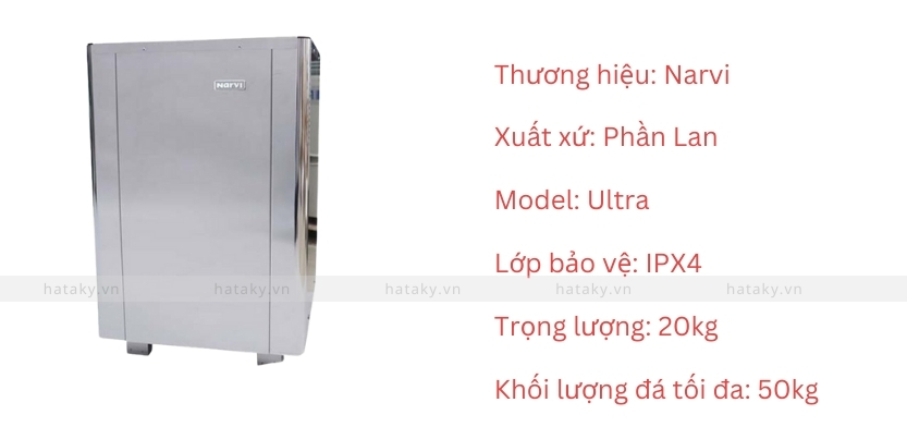 Máy xông hơi khô Narvi Ultra 2 Thông số kỹ thuật của máy xông hơi khô Narvi Ultra