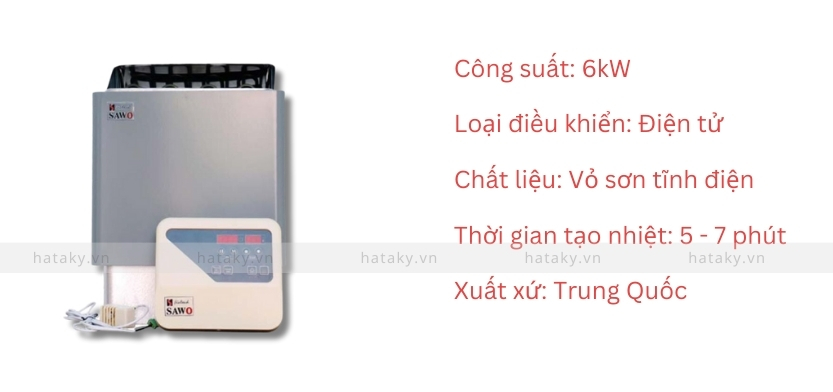 Máy xông hơi khô Sawo SCA60 2 Thông số kỹ thuật của máy xông hơi khô Sawo SCA60