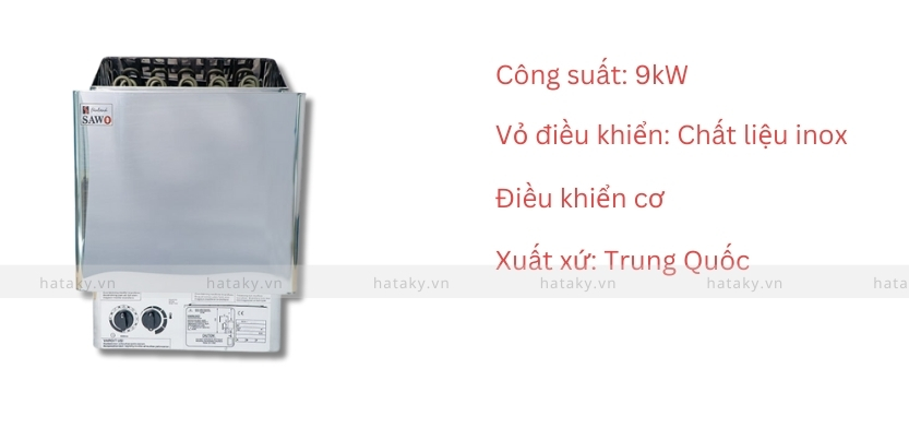 Máy xông hơi khô Sawo SCA90-BS 2 Thông số kỹ thuật của máy xông hơi khô Sawo SCA90-BS