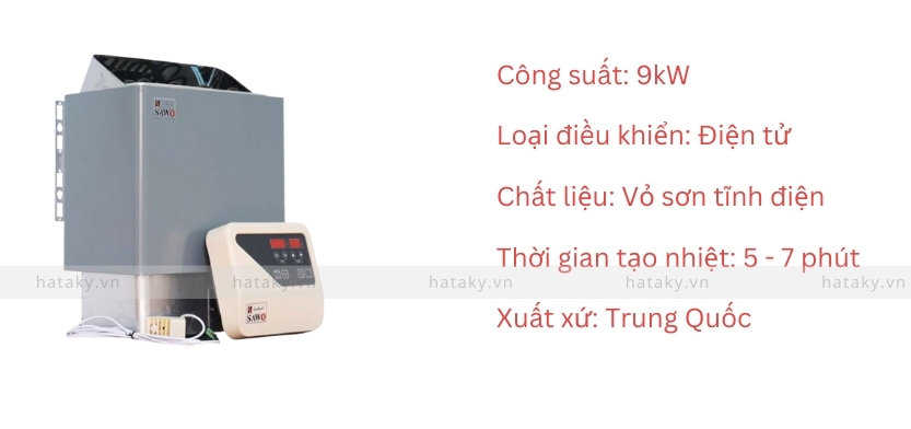 Máy xông hơi khô Sawo SCA90 2 Thông số kỹ thuật của máy xông hơi khô Sawo SCA90