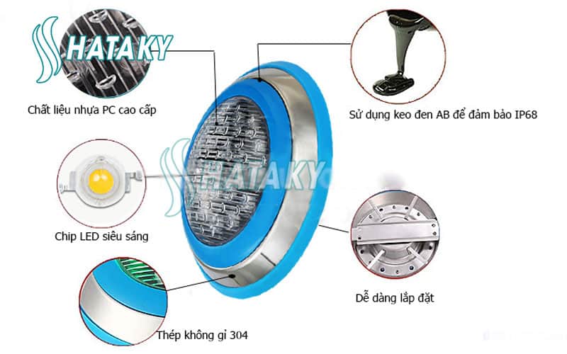 Cấu tạo của đèn hồ bơi Tafuma