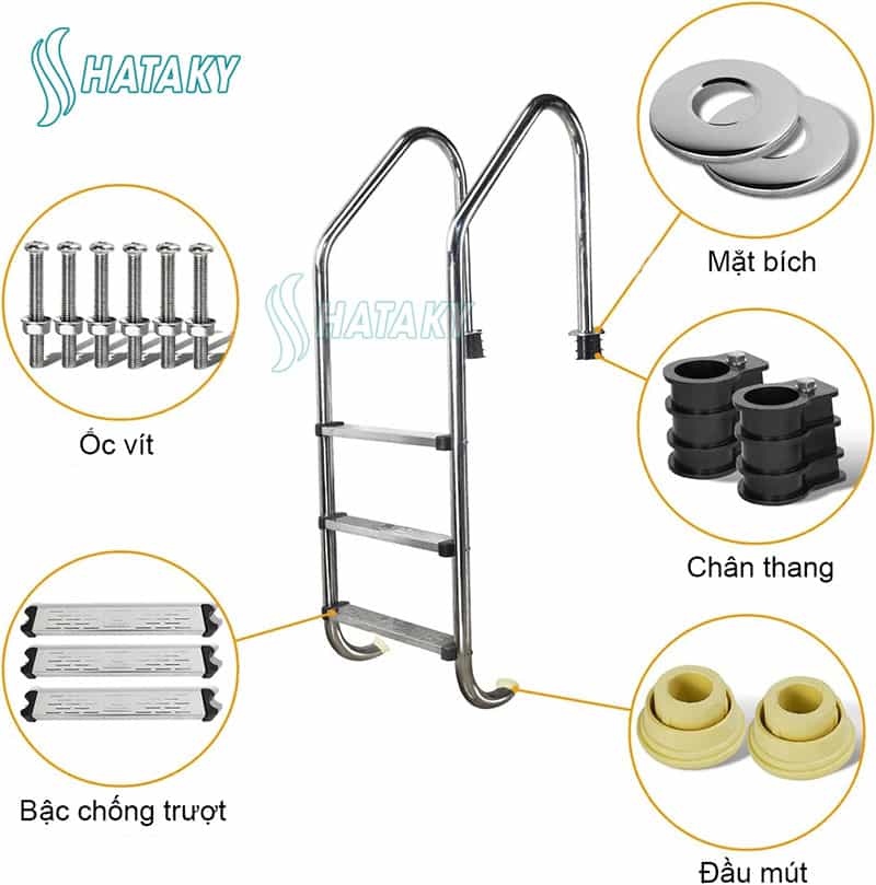 Cấu tạo của thang bể bơi